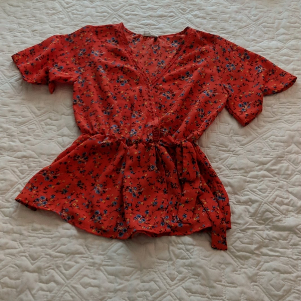 Floral Wrap front blouse
